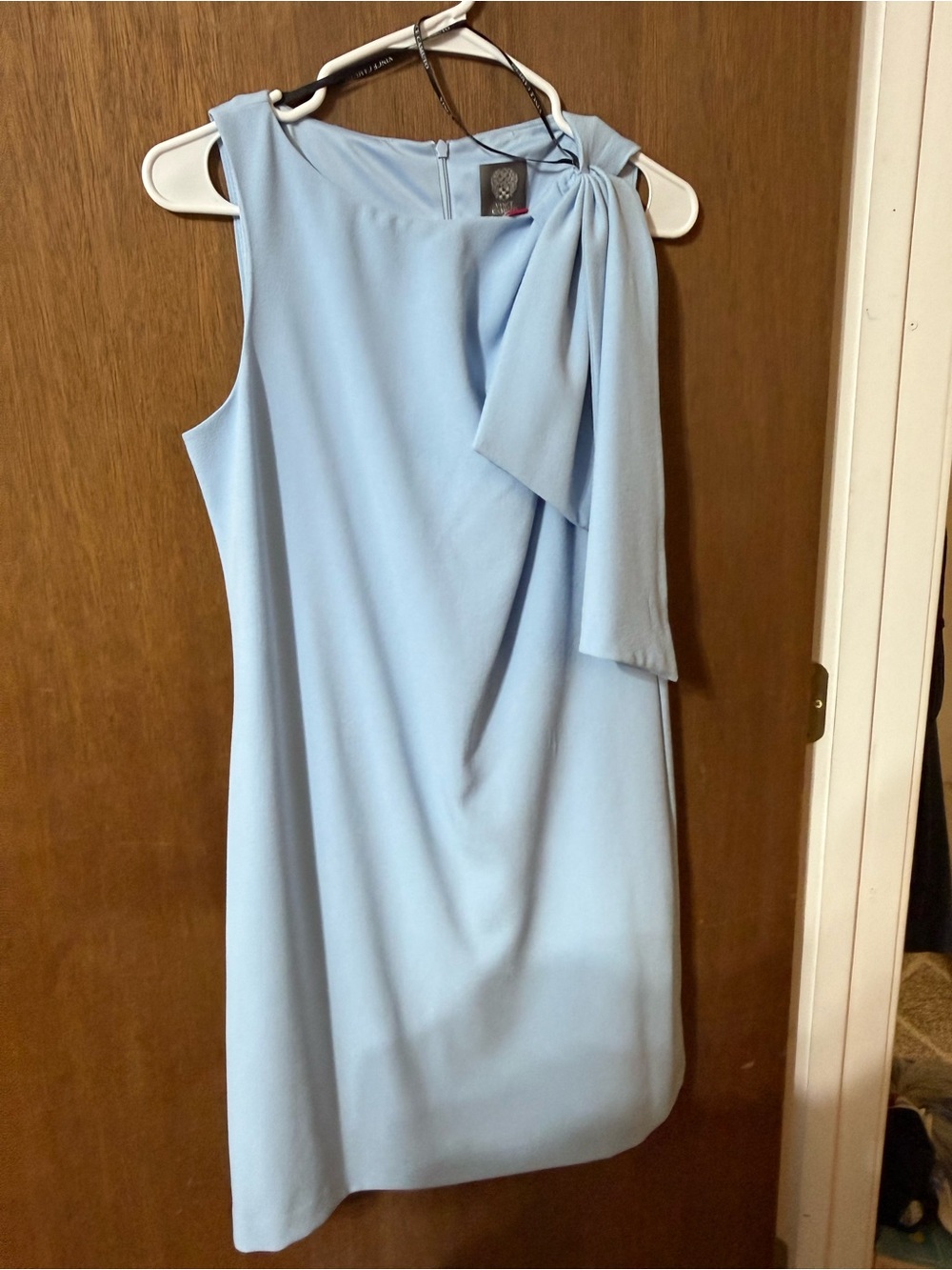 Vince Camuto Pale Blue One-Shoulder Bow Midi Dress